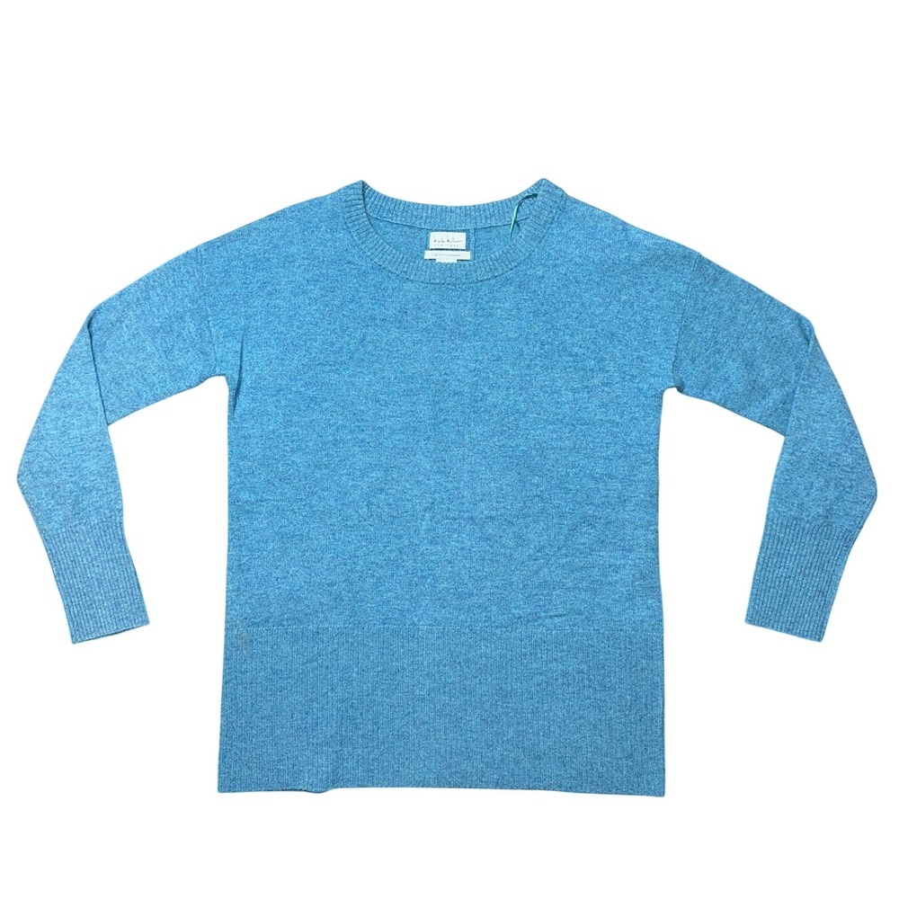 Nicole Miller New York 100% Cashmere Sweater Turquoise Blue Crewneck Medium